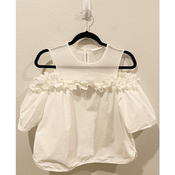 SANDRO PARIS Off Shoulder Ruffle White Blouse - Picture 1 of 5